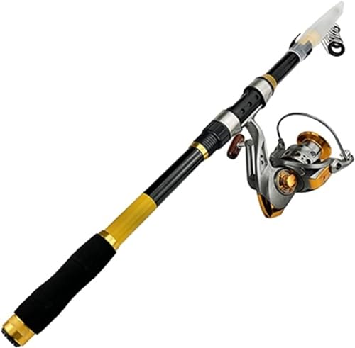 Angelruten Carbon Fiber Angelruten Teleskop Kombination Tragbare Angelruten Tackle(Giallo,3.6m) von HyyKjEU