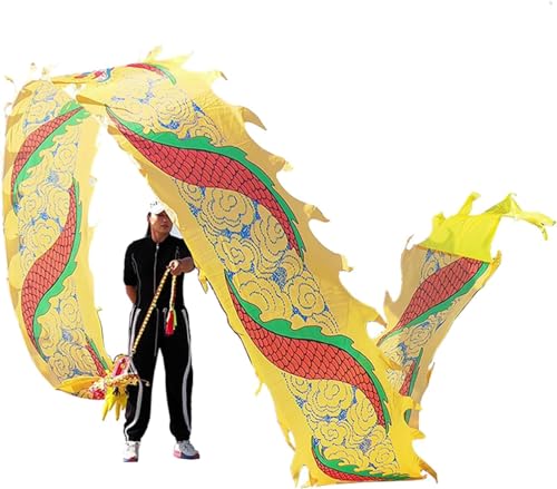 Drachenfarbenes Satin-Drachenband, Outdoor-Fitness, wecken Sie Interesse und Finden Sie Neue Freunde!(Giallo,8 m (26 ft)) von HyyKjEU