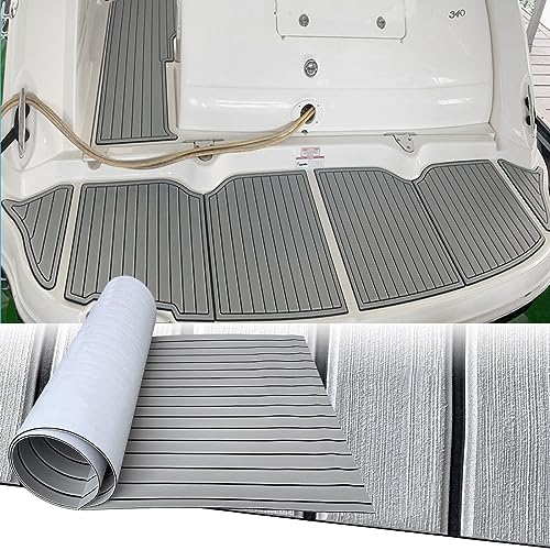 Hzkaicun Eva Schaum Boot Bodenbelag Marine rutschfeste Matte 240x55cm Selbstklebend Teakholzimitat Deck Teppich für Boote Schiffsdecks Yachtboden Schwimmbad Motorboot Schnellboot Kajak von Hzkaicun