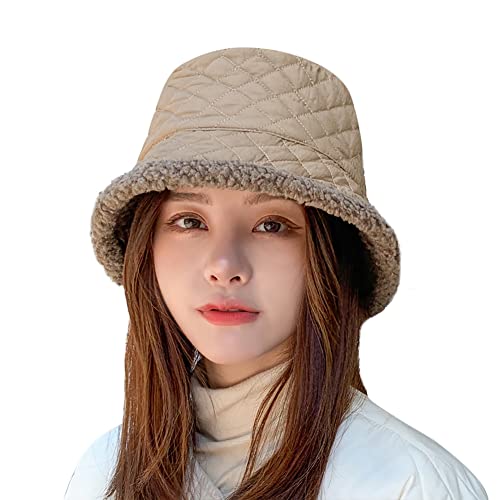 Fischerhüte Winter Eimer Hut Damen Mädchen Bucket Hat Warm Beidseitig Fischermütze Breite Krempe Hut Verdickt Damenmütze Winddicht Wintermütze Outdoor Freizeit Glockenhut für Ski Radfahren Reisen von IBLUELOVER