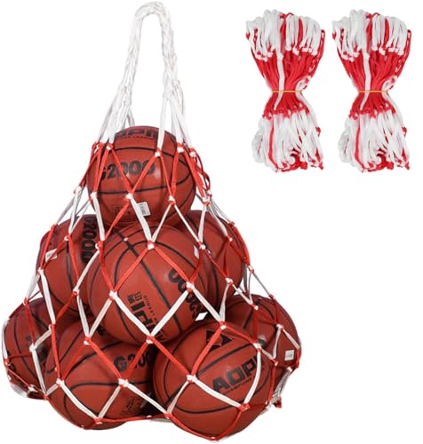 IBLUELOVER Balltaschen 10-15 Bälle Ballnetz mit Kordelzug Aufbewahrung Tragbar Netztaschen für Basketball Volleyball Handball Rugbyball Fußball 2 Stück Ballnetz von IBLUELOVER