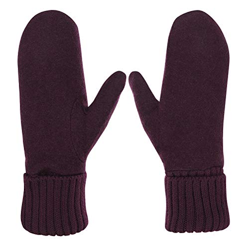 IBLUELOVER Handschuhe Damen Kunstwildleder Winterhandschuhe Plüschfutter Skihandschuhe Warme Gestrickt Fäustlinge Elastisch Winddicht Handwärmer Ski Sknowboard Mountainbike Fausthandschuhe von IBLUELOVER