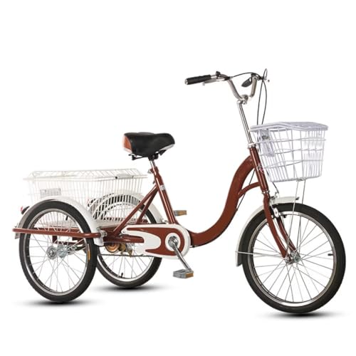IBOWZ Faltrad Dreirad 20-Zoll-Dreirad mit großem Einkaufskorb hinten, Stahlkorb mit Deckel, Elektromobil für Erwachsene und Senioren, 3 Räder, pneumatisches Speichenrad, Rikscha-Dreirad mit Pedalen von IBOWZ
