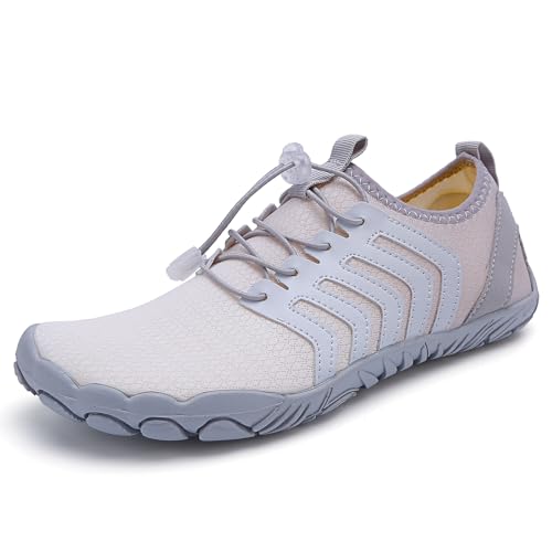 Hike Footwear BarfuBschuhe,Wasserschuhe,Trailrunning,Fitnessstudio,Breite Zehenbox,KeinTropfen,Schnell Trocknend,Outdoor-Sportschuhe (White,44) von IBXCZEWDW