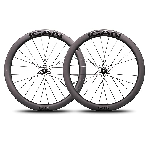 ICAN 700C G25 Carbon Gravel Bike Laufradsatz 25 mm Innenbreite 24/24 Löcher Center Lock XDR Freilauf von ICAN