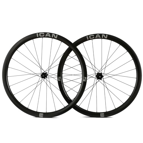 ICAN Alpha 38 Disc Pro 1460g Carbon Rennrad Laufradsatz Scheibenbremse 28 mm Breite Drahtreifen schlauchlos kompatibel Steckachse ICAN Alpha 38 Disc Pro 1460g Carbon Rennrad Laufradsatz Scheibenbremse 28 mm Breite Drahtreifen schlauchlos kompatibel Steckachse von ICAN