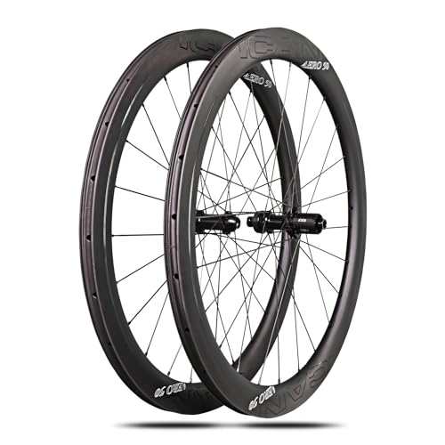 ICAN Clincher Rad aus Carbon, für Reifen, Aero, 50 mm, 50 mm, Clincher, Tubeless, Scheibenbremse, 12 x 100/12 x 142 mm, nur 1430 g von ICAN