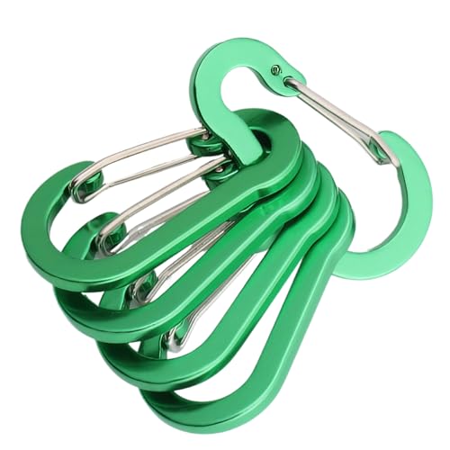 ICDKOYK 5 Stück großer Karabiner für Schlüssel, robuster Aluminium Clip für Outdoor Abenteuer, Kleiner Karabiner Clip aus Edelstahl, glänzend, Grün von ICDKOYK