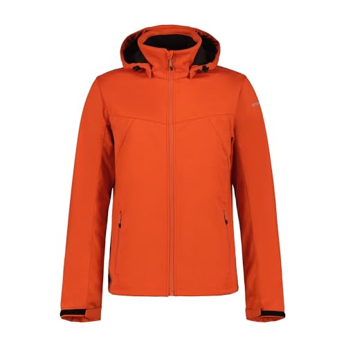 ICEPEAK Biggs Softshelljacke | Übergangsjacke für Herren mit Abnehmbarer Kapuze, Farbe:Orange, Größe:50 von ICEPEAK