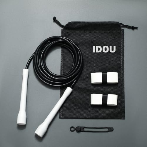 IDOU 5 mm PVC-Springseile für Fitness, verstellbares Box-Springseil für drinnen und draußen, mit unzerbrechlichen Griffen und ultra-langlebigem, nicht knickendem PVC, Springseil für Damen und Herren & von IDOU