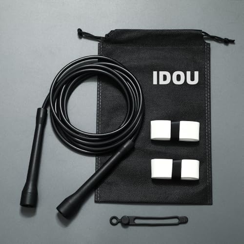IDOU 5 mm PVC-Springseile für Fitness, verstellbares Box-Springseil für drinnen und draußen, mit unzerbrechlichen Griffen und ultra-langlebigem, nicht knickendem PVC, Springseil für Damen und Herren & von IDOU