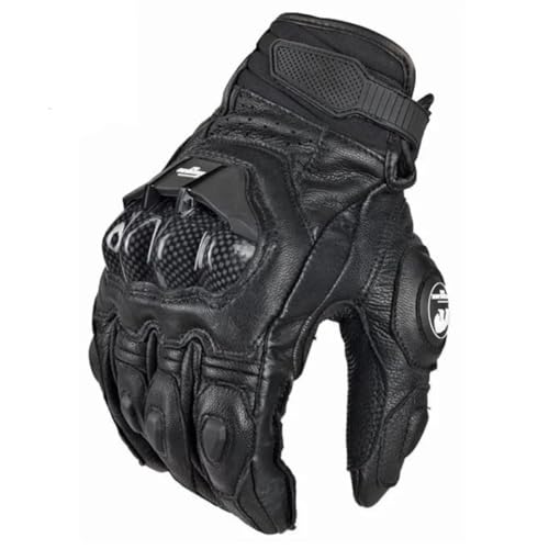 IFIKK Motorradhandschuhe Schwarz Racing Echtes Leder Motorrad Weiß Road Riding Team Handschuh Männer Sommer Winter (Schwarzer,L) von IFIKK