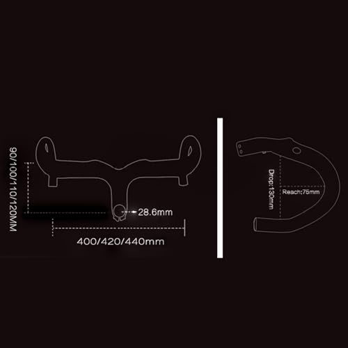 IGERCN Integrierter Fahrradlenker, Neuer Rennrad-Vollcarbon-EIN-Integrierter Lenker 28,6 mm Carbon-Rennradlenker mit GPS-Computerhalterung 380/400/420/440(Black Matte,100x420mm) von IGERCN