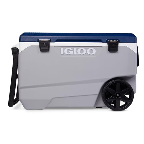 Igloo Kühlbox Latitude 90 Maxcold, 85 L, große passive Thermobox mit Rollen, nicht elektrisch, für Camping, Angeln, Boot und Festival von IGLOO