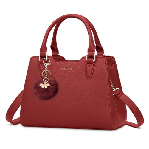 IGOLUMON Handtasche Damen Mittelgroß Tasche Leder Henkeltasche Damen-Henkeltaschen Tote Bag Handtaschen Taschen Schultertaschen Umhängetasche Schultertasche Damenhandtaschen Rot IGOLUMON Handtasche Damen Mittelgroß Tasche Leder Henkeltasche Damen-Henkeltaschen Tote Bag Handtaschen Taschen Schultertaschen Umhängetasche Schultertasche Damenhandtaschen Rot von IGOLUMON