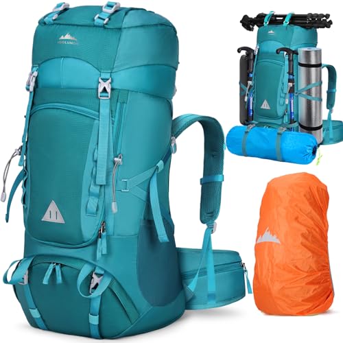 IGOLUMON Trekkingrucksack 60L Wanderrucksack Herren Damen Reiserucksack Großer Rucksack mit Regenhülle für Camping Trekking Mountainering Outdoor Reisen,Grün IGOLUMON Trekkingrucksack 60L Wanderrucksack Herren Damen Reiserucksack Großer Rucksack mit Regenhülle für Camping Trekking Mountainering Outdoor Reisen,Grün von IGOLUMON