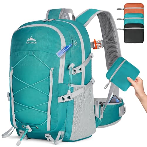 IGOLUMON Wanderrucksack Herren Damen 40L Wasserdichter Rucksack Leicht Groß Faltbarer Reiserucksack Trekkingrucksack Für Klettern Radfahren Bergsteigen Reisen von IGOLUMON