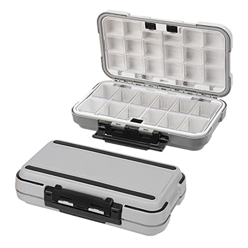 IGTOPS wasserdichte Accessory Box, Köderbehälter, Köderbox flach, Fischhaken-Köderbox, Stauraum für Fischerei, Angelausrüstung, ABS-Kasten, Fishing Tackle-Box (Große Größe, Grau) von IGTOPS