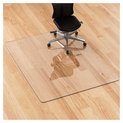 Kristallklare Stuhlmatten for Hartholzböden, 0,6 cm dick, 135,6 x 114,3 cm, Büro-Computerstuhlmatte, transparenter Bodenschutz, kann auf Teppich oder Hartböden verwendet werden, flach und ohne Aufroll von IHGVVING