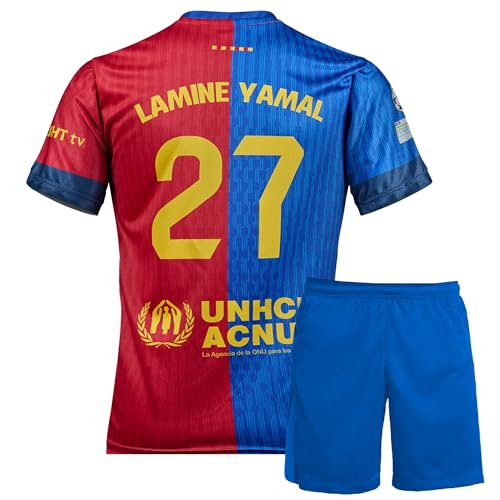 IHIMI Lamine Yamal Barcelona #27 Kinder für Trikot Fußballtrikot, 2024 Neue Saison, Kinder Trikot, Sporttrikot, Fußball-Trainingstrikots, Kinder Kommen Sie mit Shorts Fußball (152-Yamal) von IHIMI