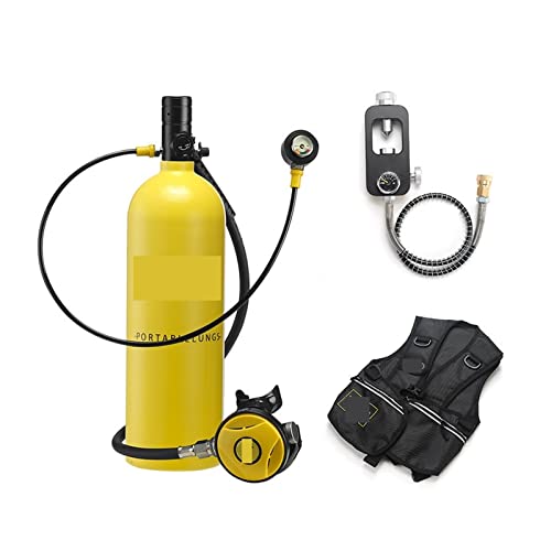 IIGEN Tauchflasche 2L Tauchen Schnorchelausrüstung Sauerstofftank Restdruckmessgerät Ultrahohe Stabilität(Yellow) von IIGEN
