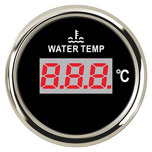 Kraftstoffstandsanzeige, 52mm Auto LKW Boot Wassertemperaturanzeige Temperatursensor 40-120 Celsius Boot Auto Digitaler Wassertemperaturmesser mit roter Hintergrundbeleuchtung für LKW-Auto-Wohnmobil-K von IIGEN