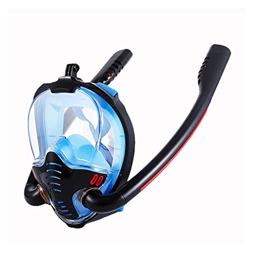 Tauchflasche Schnorchelmaske for Erwachsene, Unterwasser-Antibeschlag-Vollgesichts-Tauchmaske, Schnorchel-Tauchbrille, Schwimm-Schnorchel-Tauchausrüstung Ultrahohe Stabilität(Black Blue,S/M) von IIGEN