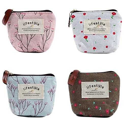 IKAAR 4 Stück Münzbörse Kleingeldbörse Münzbeutel Mini Portemonnaie Brieftasche Blumen Leinwand Geldbörse Täschchen mit Reißverschluss für Münzen, Schlüssel, Headset, Lippenstift, Karten IKAAR 4 Stück Münzbörse Kleingeldbörse Münzbeutel Mini Portemonnaie Brieftasche Blumen Leinwand Geldbörse Täschchen mit Reißverschluss für Münzen, Schlüssel, Headset, Lippenstift, Karten von IKAAR
