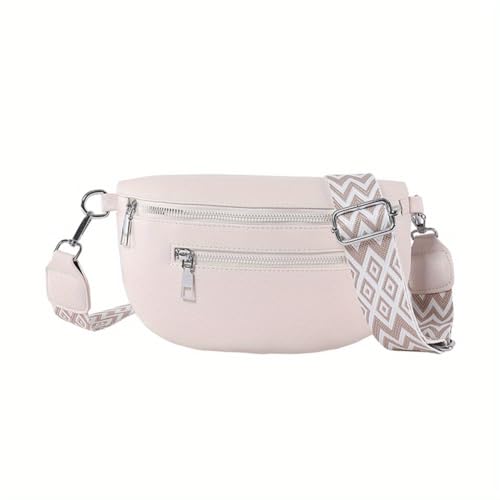 Bauchtasche Damen, Retro Bauchtasche aus PU-Leder, Umhängetasche, Brusttasche, Crossbody Bag Mehrfachtaschen Reise Outdoor Brusttasche (Beige) von ILESTDG