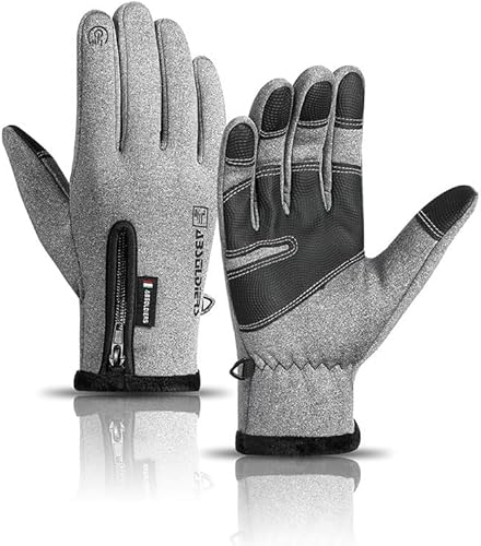 ILESTDG Thermo Touch Pro Fahrrad Handschuh Herren, Freizeit Fahrradhandschuhe Herren Winter (Grau,M) von ILESTDG