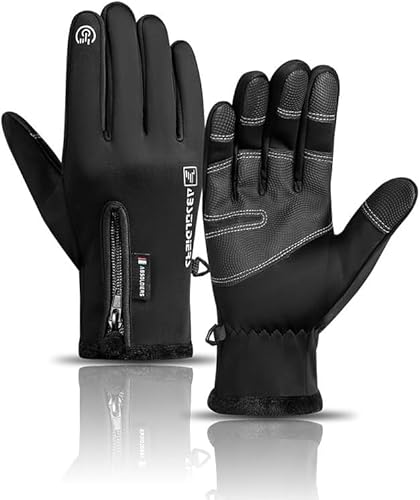 ILESTDG Thermo Touch Pro Fahrrad Handschuh Herren, Freizeit Fahrradhandschuhe Herren Winter (Schwarz,XXL) von ILESTDG