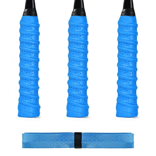 3 Stück Tennisschläger Griffband Anti-Rutsch, Badminton Griffband Overgrip, Squash Ersatzschlägergriffe (Blau) von ILLUVA