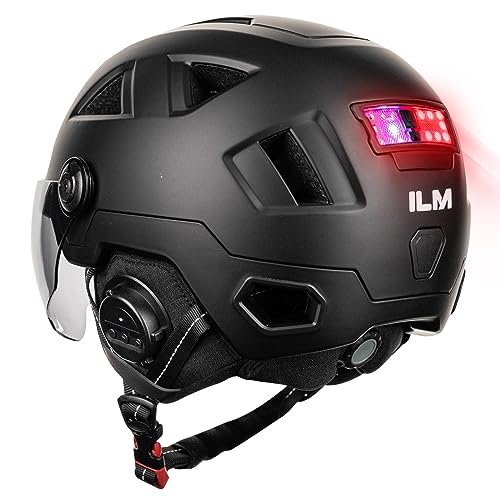 ILM Smart Bluetooth Fahrradhelm Damen Herren mit Visier Warnung Bremse LED Lichtsensor Lichtfunktion Kopfneigen Blinken Auszulösen Modell E3-12LSBT,Bluetooth Mattschwarz,L/XL ILM Smart Bluetooth Fahrradhelm Damen Herren mit Visier Warnung Bremse LED Lichtsensor Lichtfunktion Kopfneigen Blinken Auszulösen Modell E3-12LSBT,Bluetooth Mattschwarz,L/XL von ILM