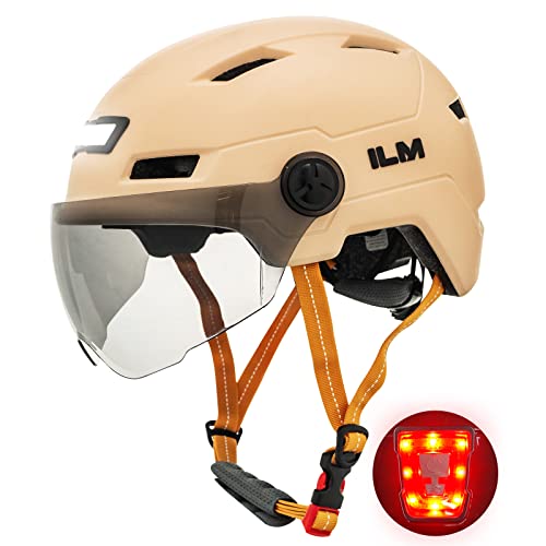 ILM Fahrradhelm mit Visier und LED Licht Mountain&Road Fahrradhelme für Damen und Herren Fahrradhelm für Pendeln in der Stadt E3-10L,Orange Rosa S-M ILM Fahrradhelm mit Visier und LED Licht Mountain&Road Fahrradhelme für Damen und Herren Fahrradhelm für Pendeln in der Stadt E3-10L,Orange Rosa S-M von ILM