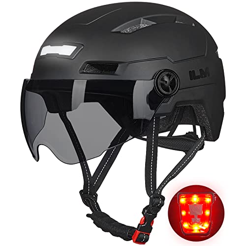 ILM Fahrradhelm mit Visier und LED Licht Mountain&Road Fahrradhelme für Damen und Herren Fahrradhelm für Pendeln in der Stadt E3-10L,Schwarz,XS ILM Fahrradhelm mit Visier und LED Licht Mountain&Road Fahrradhelme für Damen und Herren Fahrradhelm für Pendeln in der Stadt E3-10L,Schwarz,XS von ILM