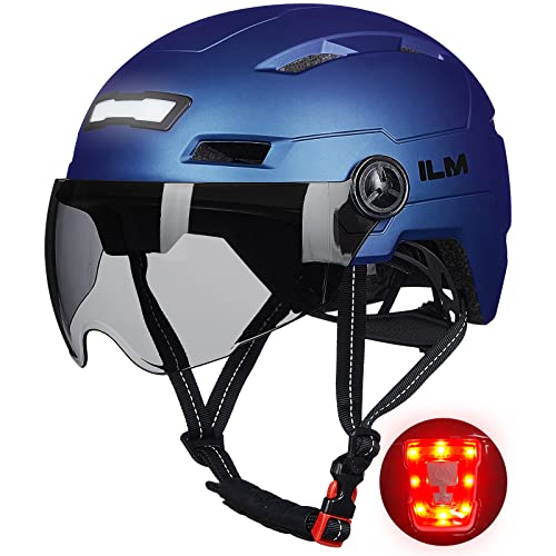 ILM Fahrradhelm mit Visier und LED Licht Mountain&Road Fahrradhelme für Damen und Herren Fahrradhelm für Pendeln in der Stadt E3-10L,violett-blau L-XL ILM Fahrradhelm mit Visier und LED Licht Mountain&Road Fahrradhelme für Damen und Herren Fahrradhelm für Pendeln in der Stadt E3-10L,violett-blau L-XL von ILM