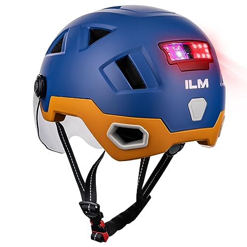 ILM Smart Fahrradhelm Damen Herren mit Visier Warnung Bremse LED Lichtsensor Lichtfunktion Kopfneigen Blinken Auszulösen Modell E3-12LS,Blau Gelb,XXL ILM Smart Fahrradhelm Damen Herren mit Visier Warnung Bremse LED Lichtsensor Lichtfunktion Kopfneigen Blinken Auszulösen Modell E3-12LS,Blau Gelb,XXL von ILM
