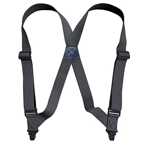 IMOSEI Hosenträger Suspender Outdoor-Freizeit Zwei Clip Herren-Seitenclip-Schultergurt Antiallergischer Schultergurt 3,8 cm Kunststoff-Clip-Seitenclip-Gurt Dunkelgrau von IMOSEI