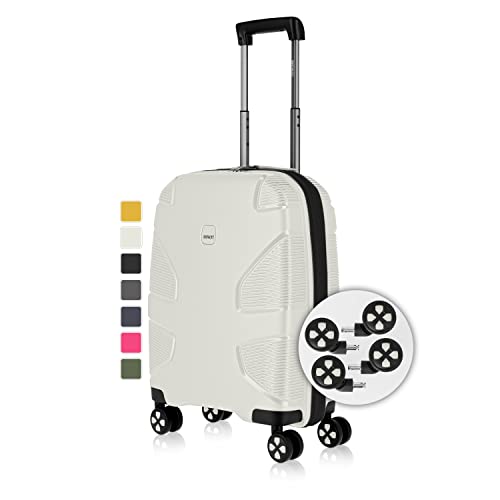 IMPACKT IP1 4-Rad Handgepäckkoffer aus recyceltem Material mit 6 Jahren Garantie; nachhaltiger Hartschalenkoffer mit austauschbaren klick-Rollen + USB Port; 55 cm, 2,8 kg, 38 Liter von IMPACKT