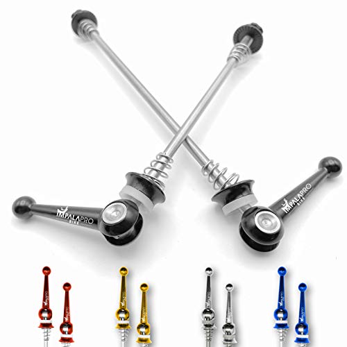 IMPALAPRO Bike Ultraleicht Titanium Fahrrad Schnellspanner Set - Schnellspanner Fahrrad - Schnellspanner Rennrad - Fahrrad Hinterachse - Steckachse Fahrrad - Schnellspanner Sicherung (Schwarz) von IMPALAPRO