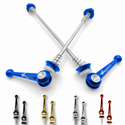 IMPALAPRO Bike Ultraleicht Titanium Fahrrad Schnellspanner Set - Schnellspanner Fahrrad - Schnellspanner Rennrad - Fahrrad Hinterachse - Steckachse Fahrrad - Schnellspanner Sicherung (blau) von IMPALAPRO