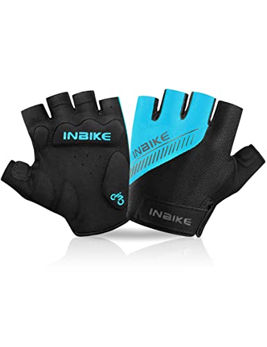 INBIKE Fahrradhandschuhe Herren Damen Halbfinger Sommer Radhandschuhe Fingerlos Kurz Leicht Atmungsaktiv Eva Anti-Rutsch Blau XXL von INBIKE