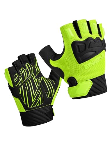 INBIKE Fahrradhandschuhe Herren Halbfinger MTB Handschuhe Mountainbike Sommer Kurz Rennrad Fahrrad Radhandschuhe Fingerlos Bekleidung Männer Damen Grün L von INBIKE