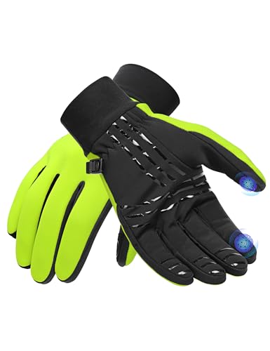 INBIKE Fahrradhandschuhe Winterandschuhe Outdoorhandschuhe Skihandschuh MTB Mountainbike Handschuhe Laufhandschuhe Herren Damen Touchscrennfähig Winter Warm Winddicht Grün,L von INBIKE