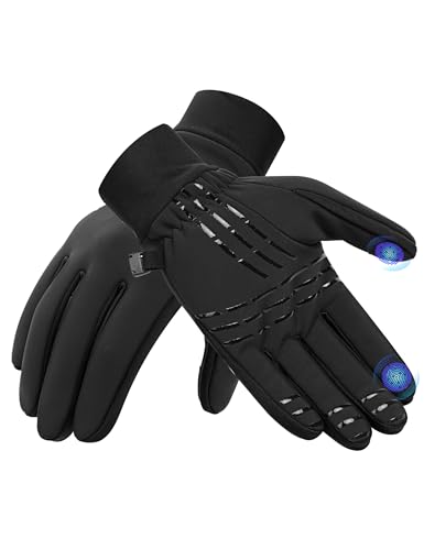 INBIKE Fahrradhandschuhe Winterandschuhe Outdoorhandschuhe Skihandschuh MTB Mountainbike Handschuhe Laufhandschuhe Herren Damen Touchscrennfähig Winter Warm Winddicht Schwarz,L von INBIKE