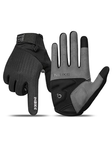 INBIKE Fahrradhandschuhe MTB Moutainbike Handschuhe Langfinger Herren Touchscreen rutschfest Stoßfest Elastisch Reflektierend Atmungsaktiv Radsport Multifunkton IHC406 Schwarz 2XL von INBIKE