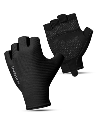 INBIKE Fahrradhandschuhe MTB Moutainbike Handschuhe Sommer Haslbfinger Fingerlos Herren Damen Radsport Rutschfest Stoßfest Elastisch Reflektierend Atmungsaktiv Radsport Multifunkton IHC220 Schwarz 2XL von INBIKE