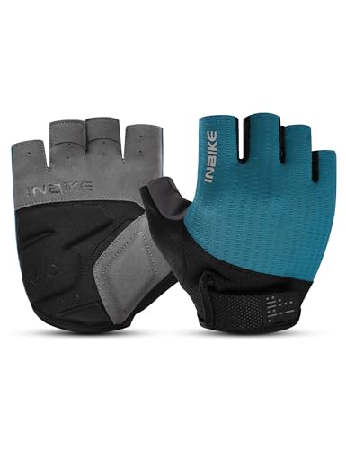 INBIKE Fahrradhandschuhe MTB Moutainbike Handschuhe Sommer Haslbfinger Fingerlos Herren Damen Radsport rutschfest Stoßfest Elastisch Reflektierend Atmungsaktiv Radsport Multifunkton IHC215 Blau S von INBIKE