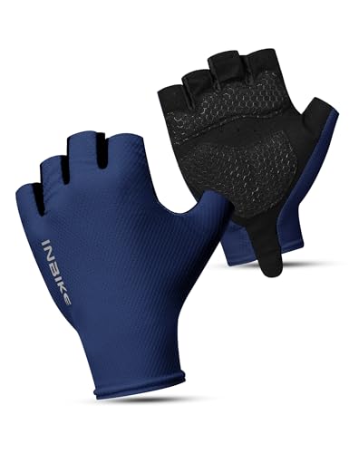 INBIKE Fahrradhandschuhe MTB Moutainbike Handschuhe Sommer Haslbfinger Fingerlos Herren Damen Radsport rutschfest Stoßfest Elastisch Reflektierend Atmungsaktiv Radsport Multifunkton IHC220 Blau XL von INBIKE