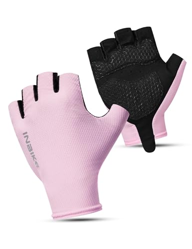 INBIKE Fahrradhandschuhe Herren Damen MTB Moutainbike Rennrad Handschuhe Sommer Haslbfinger Fingerlos Radsport rutschfest Stoßfest Elastisch Reflektierend Atmungsaktiv Radsport Multifunkton Rosa 2XL von INBIKE